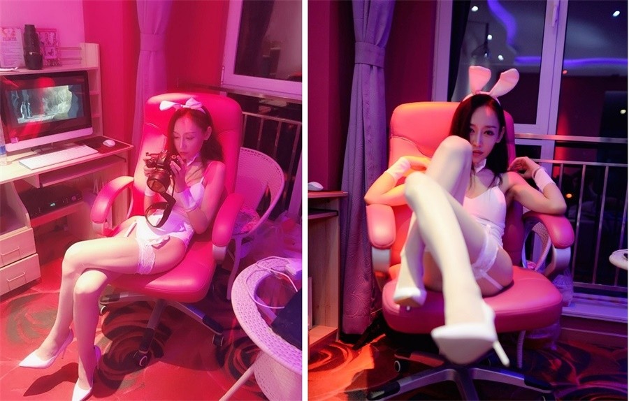 美乳模特网红《月暖如梵音》粉红兔女郎之性爱炮椅和方椅